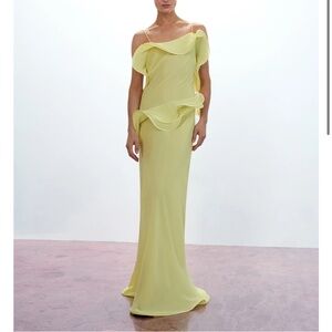 Selezza London Chiffon Maxi Dress Lemon